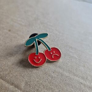 Cute Happy And Sad Cherry Enamel Pin